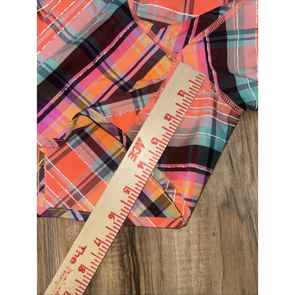Lululemon Tracker Short II Size 6 Rad Neon Plaid Flare Coral - Picture 8 of 10